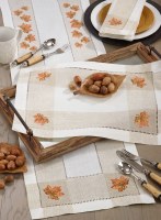 70" Orange Leaf on a Beige Background Table Runner Fall and Thanksgiving