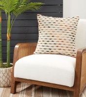 20" Sq Coral and Gray Dots Decorative Pillow