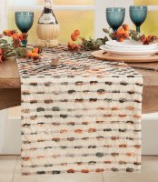 72" Coral and Gray Dots Table Runner