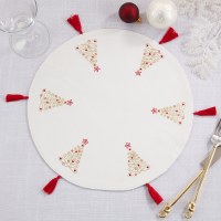 14" Round Gold and Red Tree Placemat