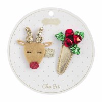 Deer and Bells Hairclip Set by Mud Pie