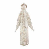 11" White Wash Wood Angel Statue by Mud Pie
