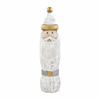 14.5" White and Gold Wood Santa Statue by Mud Pie