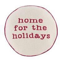 18" Round White and Red "Home For The Holidays" Decorative Pillow by Mud Pie