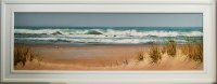 24" x 63" Sea Oats on the Beach Gel Print With a White Frame