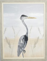 46" x 36" Gray Heron With One Leg Up Gel Print With a Graywash Frame