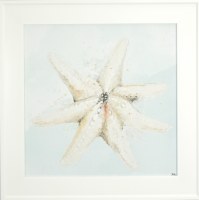 21" Sq Starfish Gel Textured Coastal Print With a White Frame