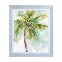 26" x 22" Green Palm Tree Top 2 Gel Print With a Graywash Frame