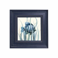 20" Sq Angelfish 2 Gel Textured Coastal Print With a Dark Blue Frame