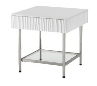 23" White Groove One Drawer End Table