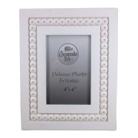 4" x 6" White Beaded Wood Photo Frame