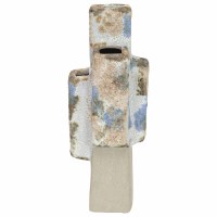 12" Blue and Beige Textured Ceramic Vase