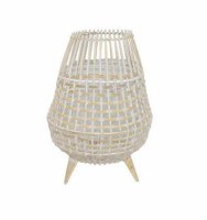 15" Whitewash Wicker Lantern