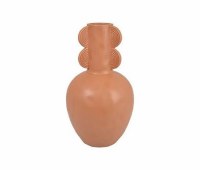 10" Coral Ceramic Three Handle Vase