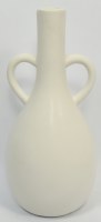 10" White Ceramic Two Handle Vase