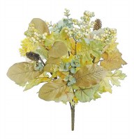 21" Faux Sage and Beige Autumn Foliage Bush Fall and Thanksgiving Decoration