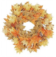 24" Faux Rust and Gold Maple Leaf Spray  Fall and Thanksgiving Decoration