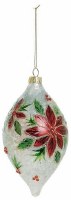 4" Red Poinsettia Glass Diamond Ornament