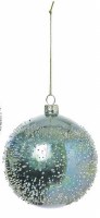 3" Blue Iced Glass Ball Ornament