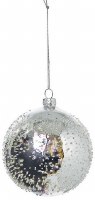 3" Silver Iced Glass Ball Ornament