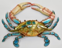 14" Green and Blue Crab Capiz Coastal Wall Art Plaque