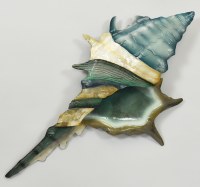 14" Blue Conch Shell Capiz Coastal Wall Art Plaque