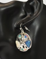 Blue, Pink, and Turquoise Sand Dollar Earrings