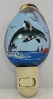 Dolphin Swimming Painted on a Shell Night Light