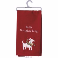 26" x 20" "Feliz Naughty Dog" Dog Kitchen Towel