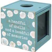 4" Sq "A Handful of Shells and a Handful of Memories" Shell Holder Box