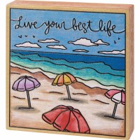 4" Sq Multicolor "Live Your Best Life" Plaque