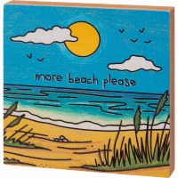 6" Sq Multicolor "More Beach Please" Plaque