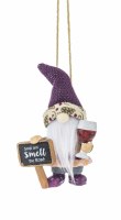 3" "Stop and Smell the Rosé" Gnome Holding Wine Ornament