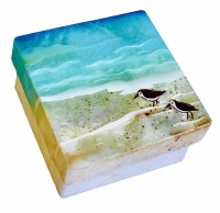 3" Sq Two Sandpipers Capiz Box