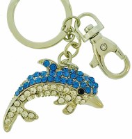 5" Blue Dolphin Bling Key Ring
