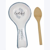 9" Blue "Grateful" Spoon Rest Fall and Thanksgiving