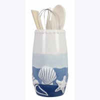 8" Blue nad White Shells Utensil Holder