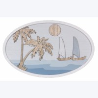 21" Oval Palm Tree Scene Wall Plaque