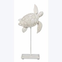12" Beige Resin Turtle on a Stand