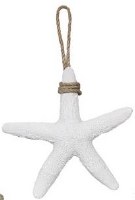 7" White Starfish With Rope Plaque