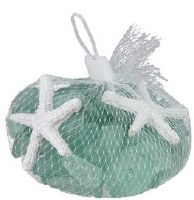 4" Bag of Green Seaglass and White Starfish