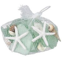 4" Bag of Green Seaglass and White Starfish