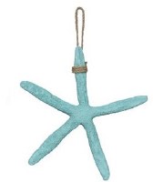 8" Aqua Starfish With Rope Plaque
