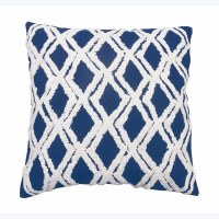 18" Sq Dark Blue and White Diamonds Decorative Pillow
