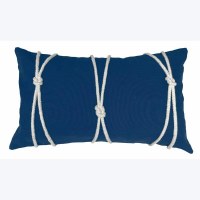 12" x 20" Dark Blue and White Three Knot Decorative Pillow