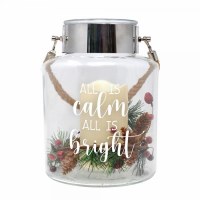 8" "All is Calm and Bright" Lantern With a LED Candle
