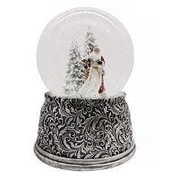 7" Silver Santa Musical Globe