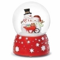6" Red Snowman Musical Globe