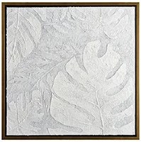 27" Sq White Big Leaf at the Bottom Framed Canvas