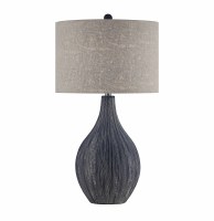 32" Dark Blue Textured Ceramic Lamp